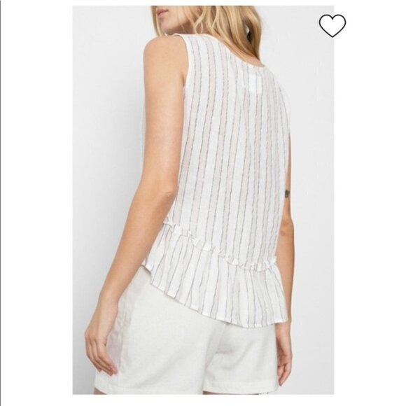 Rails Mira Costa Stripe Metallic Linen Peplum Tank - Picture 4 of 17